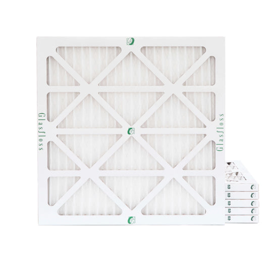 6 Pack of 24x24x1 MERV 10 Pleated Air Filters by Glasfloss. Actual Size: 23-3/8 x 23-3/8 x 7/8