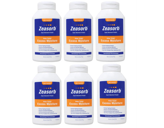 6 Pack - Zeasorb Prevention Super Absorbent Powder 2.5-Ounce Bottle Each