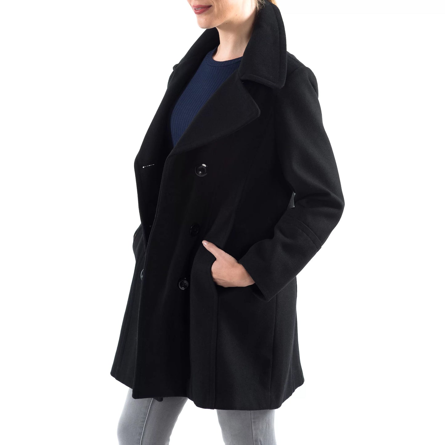 Alpine Swiss Norah Womens Wool Coat Double Breasted Peacoat Jacket Overcoat