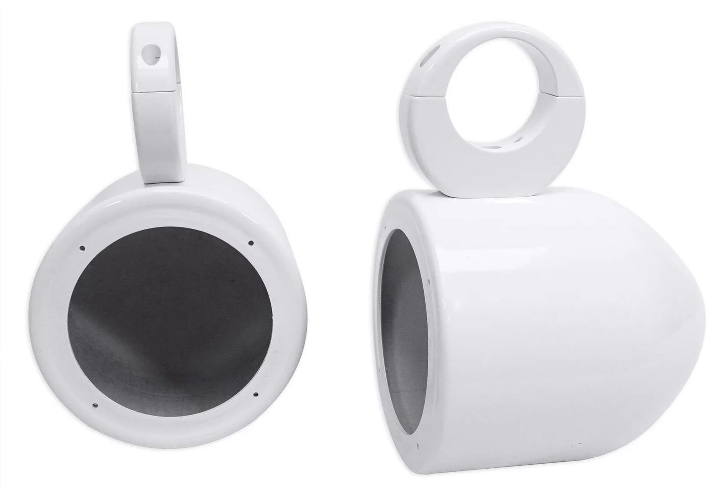 2) Rockville MAC525W 5.25" 360° Swivel White Aluminum Surface Mount Speaker Pods