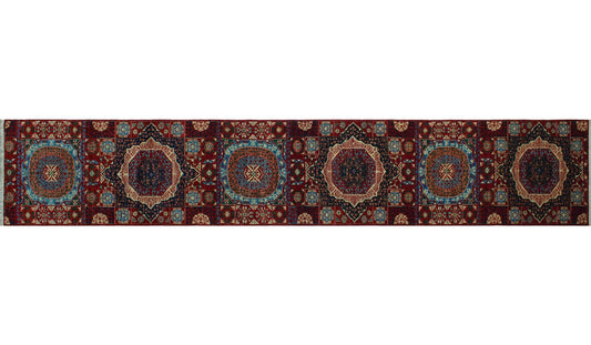 Aria Freda Red/Blue Runner, 2'8" x 14'11"