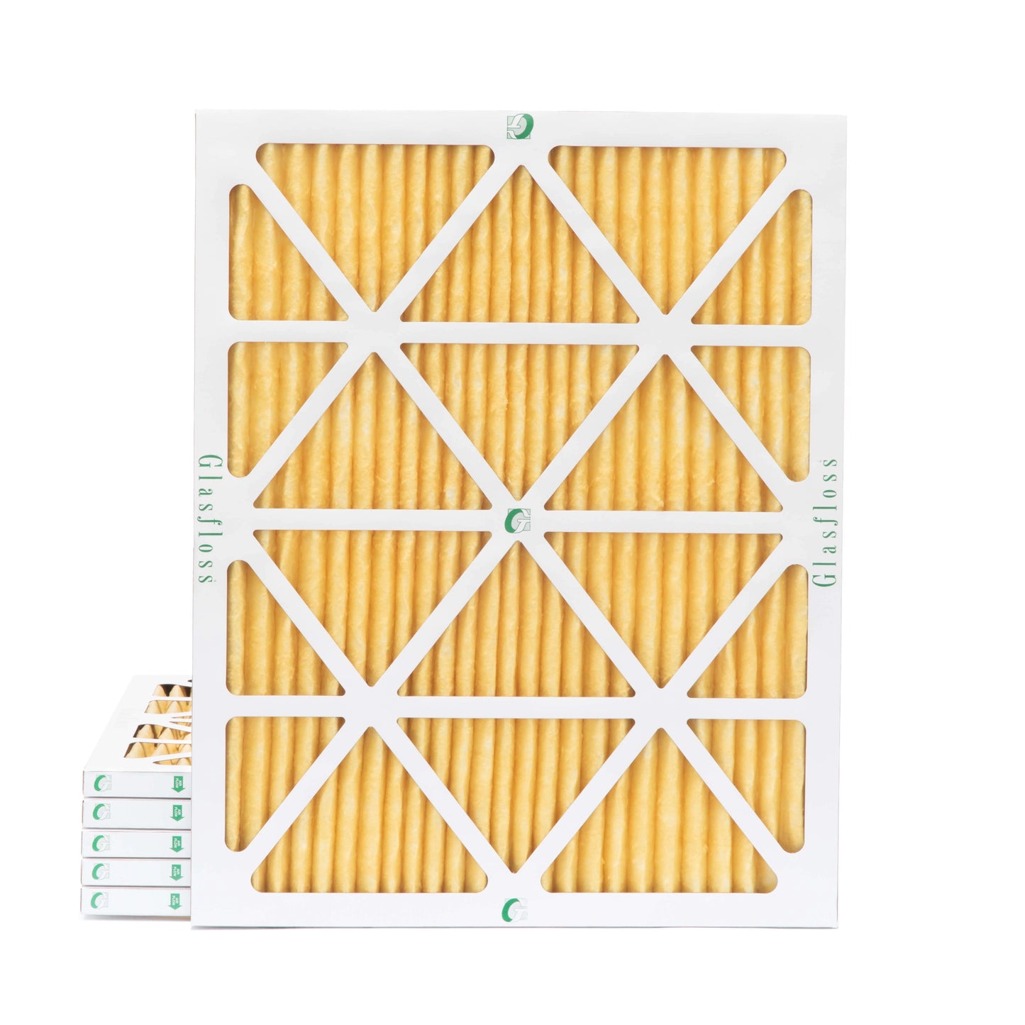 6 Pack of 20x24x1 MERV 11 Pleated Air Filters by Glasfloss. Actual Size: 19-3/8 x 23-3/8 x 7/8