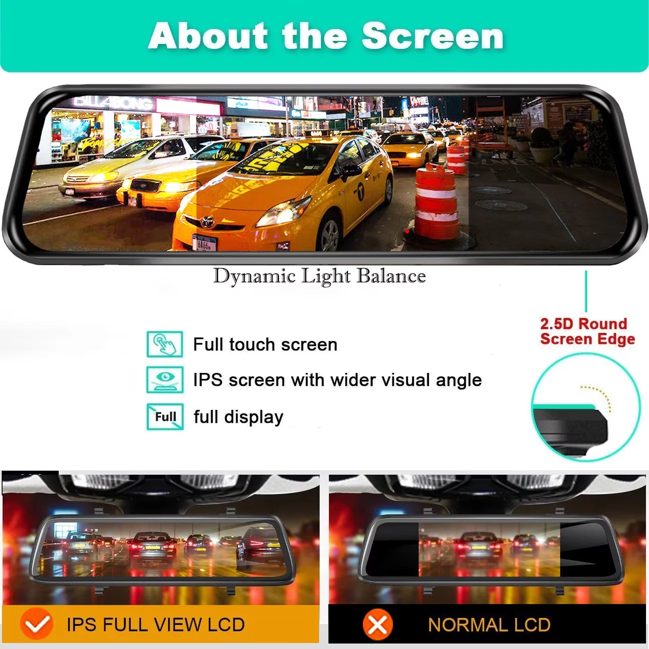 10" Touch Display Mirror Dash Camera, 1080P Dual Dash Cam Kit Front and Rear View, Backup Camera for Cars, Super Night Vision, Motion Detection,Reversing Assistance, Loop Recording