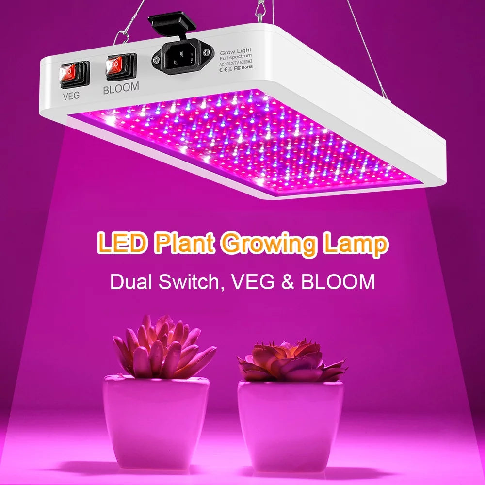 2000W LED Grow Light for Indoor Veg Plants Growing Lamp 312LEDs Full Spectrum IP65 Liquid for Seedlings Flowers Greenhouse