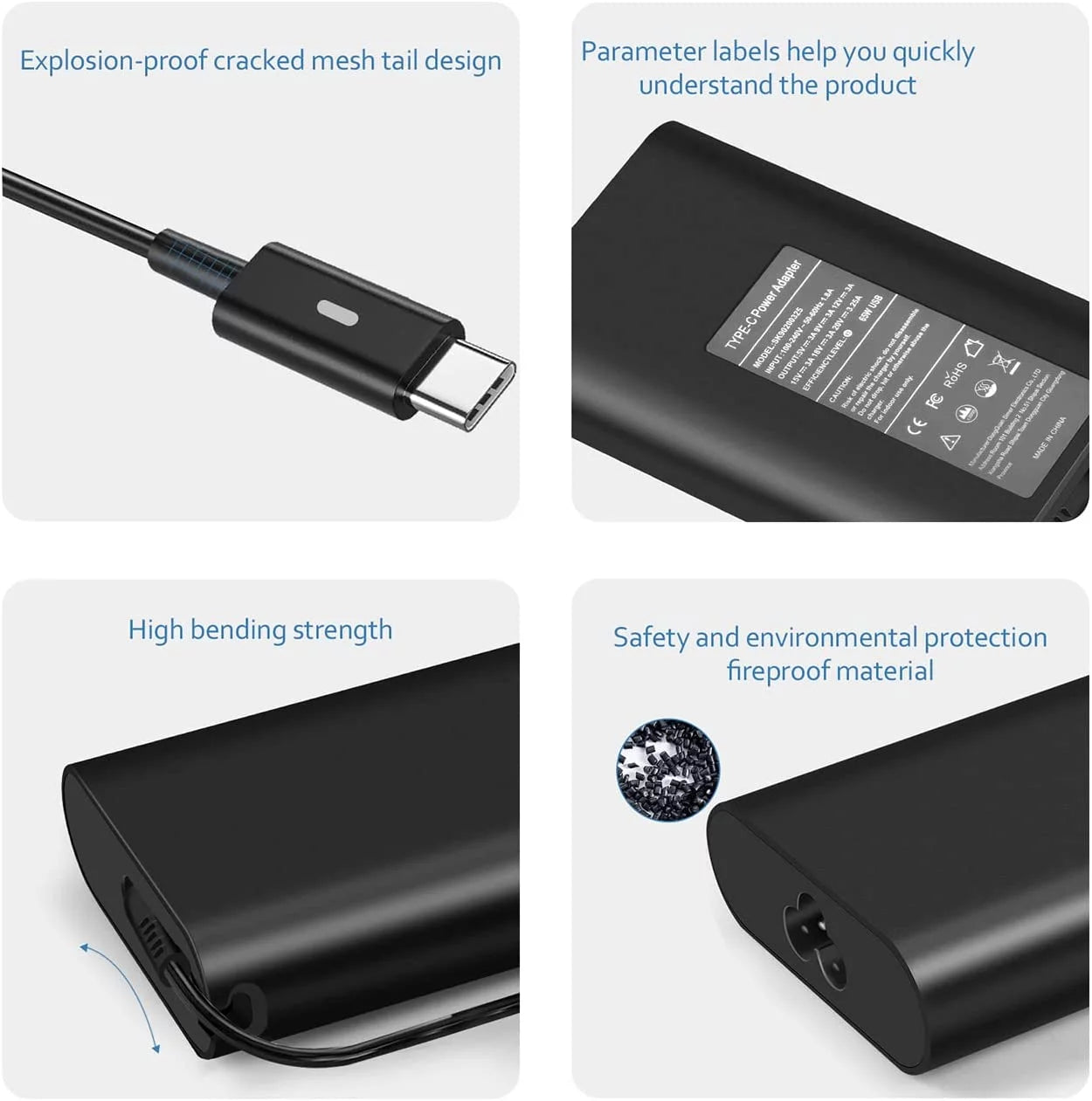 65W USB C Type C Adapter Portable computer Charger for Latitude 5520 5420 5290 5285 5179 5480 5400 5310 5320 7420 7410 7370