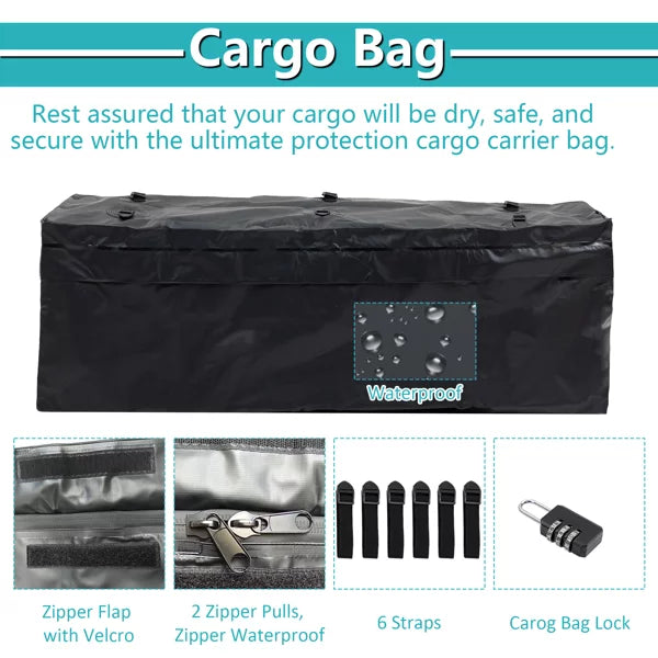 60"x24"x6" hook mounted folding cargo basket with cargo net, 500 lb capacity 60" x 24" x 6" Hitched Mounted Folding Cargo Basket with Cargo Net, 500lb Capacity for Car SUV Truck Trailer, Black