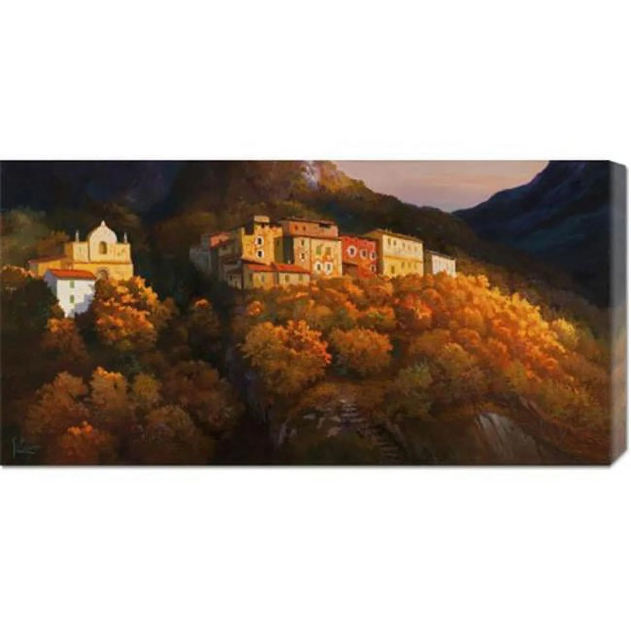 Adriano Galasso 'Paese sul monte' Stretched Canvas