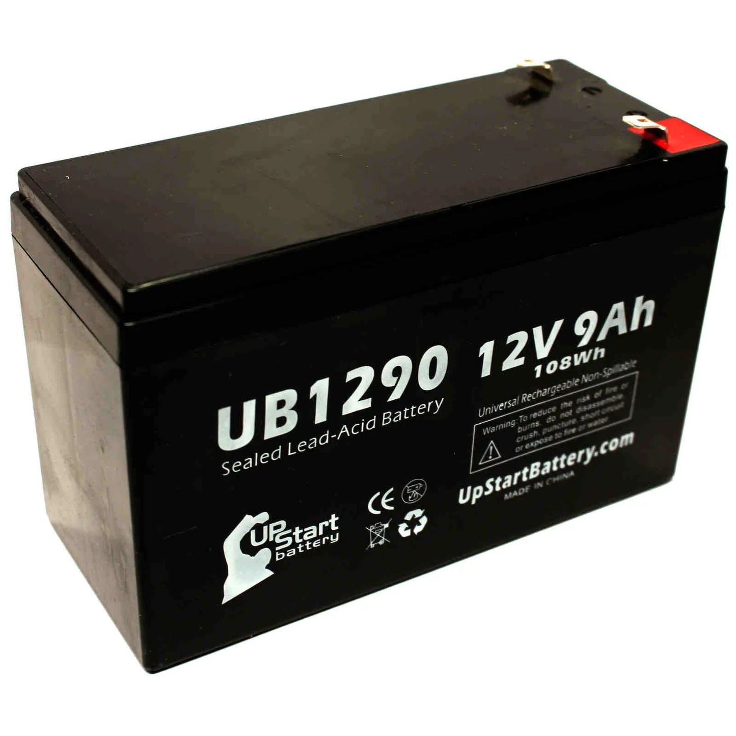 3x Pack - Compatible Amigo Mobility TravelMate Battery - Replacement UB1290 Universal Sealed Lead Acid Battery (12V, 9Ah, 9000mAh, F1 Terminal, AGM, SLA) - Includes 6 F1 to F2 Terminal Adapters