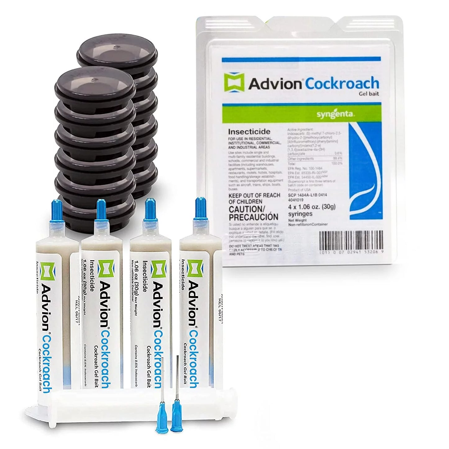 Advion Cockroach Kit - Roach Killer Indoor infestation -Prevent All Cockroach Species- Pesky Pest Killer-Roach Injection-12 Roach Bait Stations & 4 Tubes30g