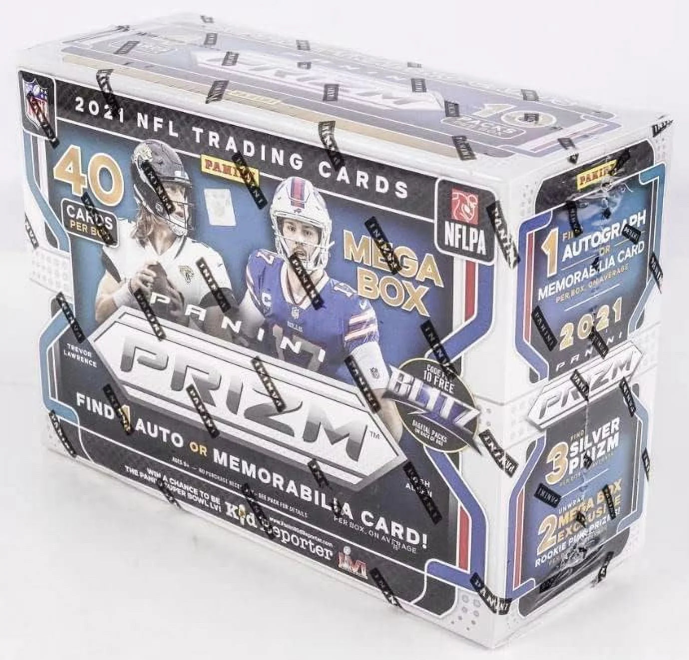 2021 Panini Prizm NFL Football MEGA Box (40 cards/bx incl. ONE Memorabilia or Autograph card)