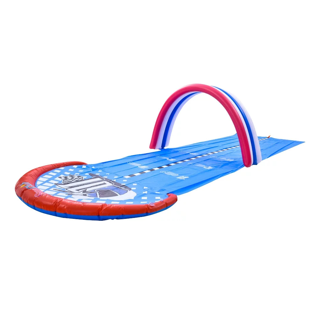 16' Red White and Blue 2-Person Race Track Inflatable Ground Liquid Slide