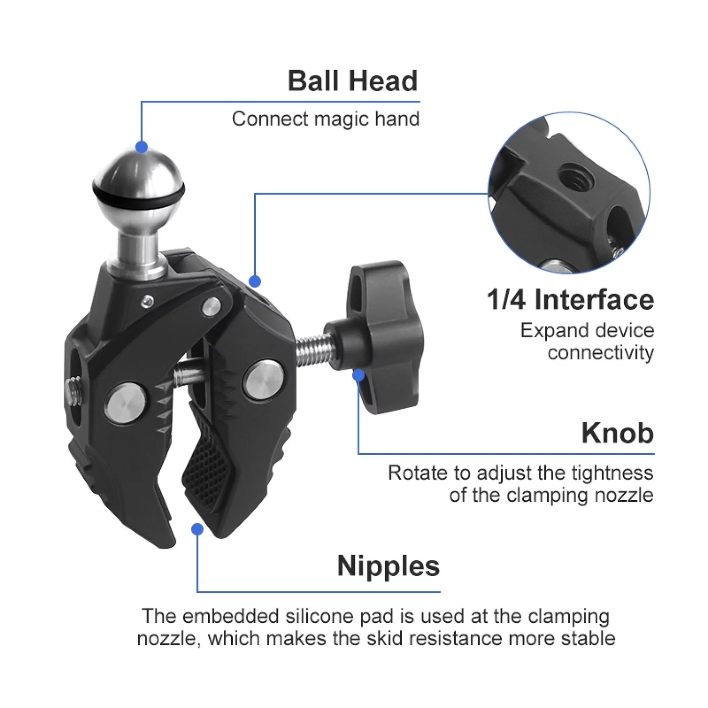 ammoon AKASO DJI Compatible Camera Mounts Clamp Mount Handlebar Adapter Mount