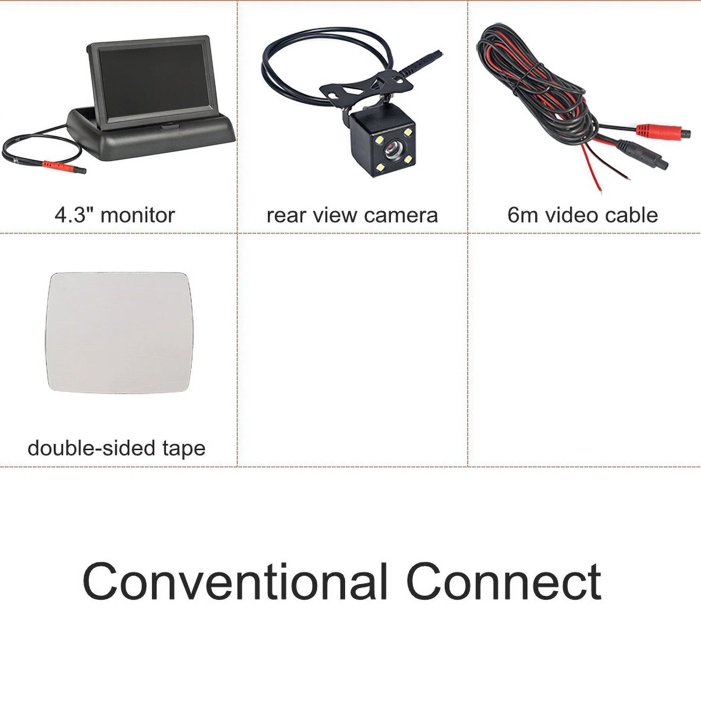 4.3in HD Monitor Car Backup Reverse Camera Rear View Parking License Plate System