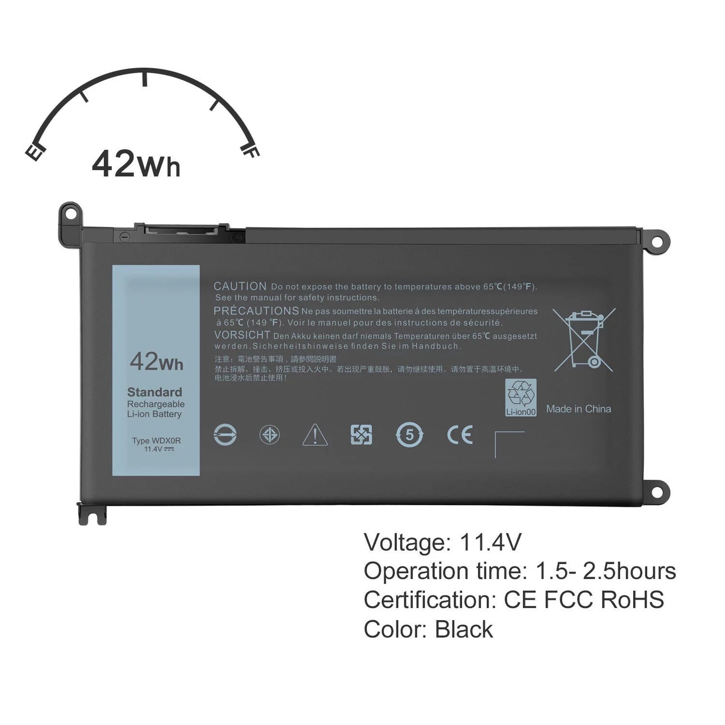 4Cell WDX0R Mobile pc Battery for Inspiron 13-5000 13-7000 15-5000 15-7000 NEW