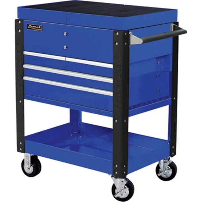 42 x 20.37 x 30.25 in. Professional Series 4 Drawer Slide Top Service Cart - Blue