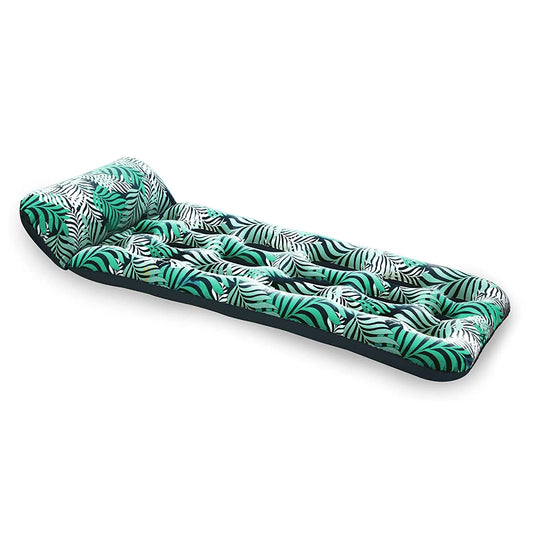 Aqua Leisure Inflatable Pool Float Liquid Contour Cooling Lounge, Teal Ferns