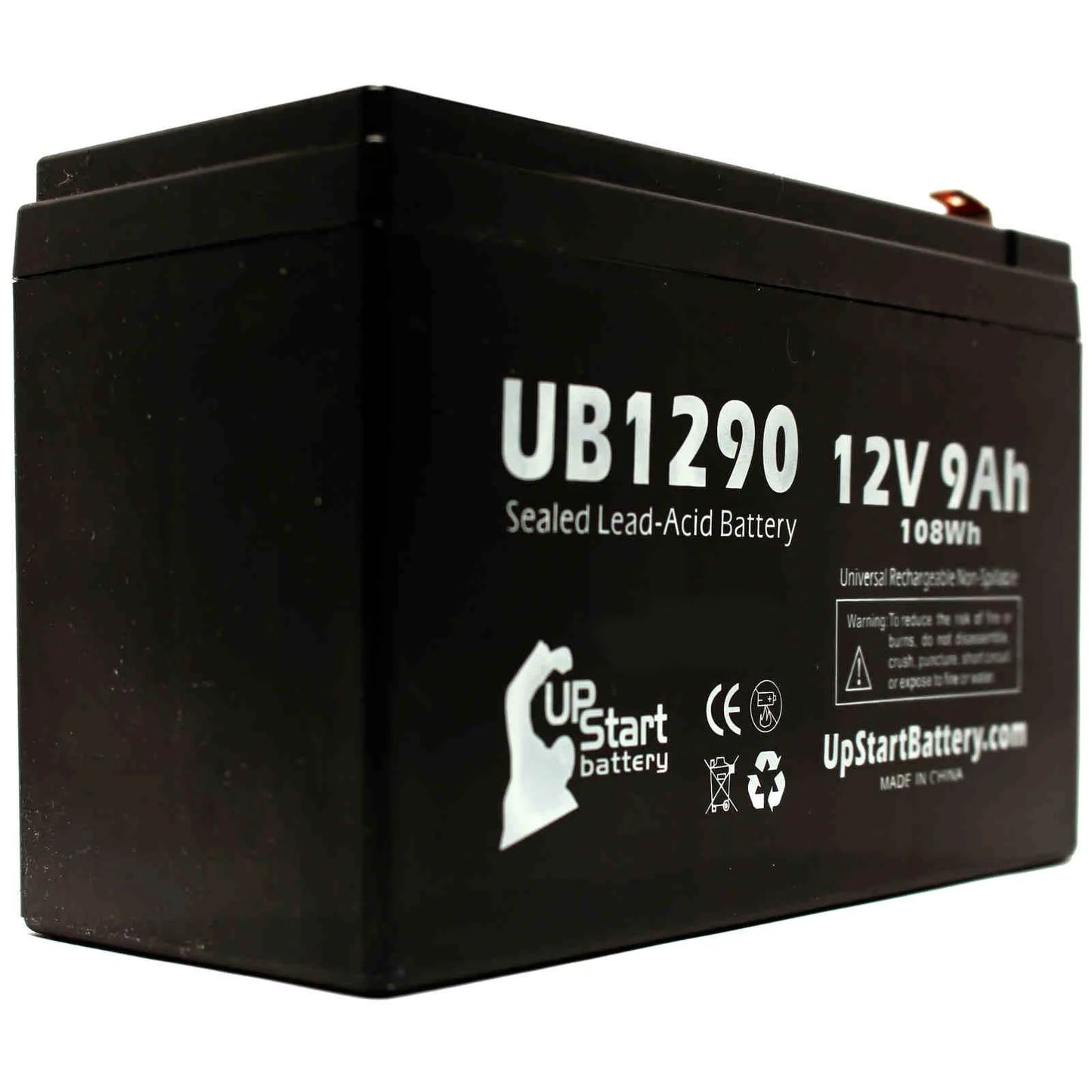 3x Pack - Compatible Amigo Mobility TravelMate Battery - Replacement UB1290 Universal Sealed Lead Acid Battery (12V, 9Ah, 9000mAh, F1 Terminal, AGM, SLA) - Includes 6 F1 to F2 Terminal Adapters