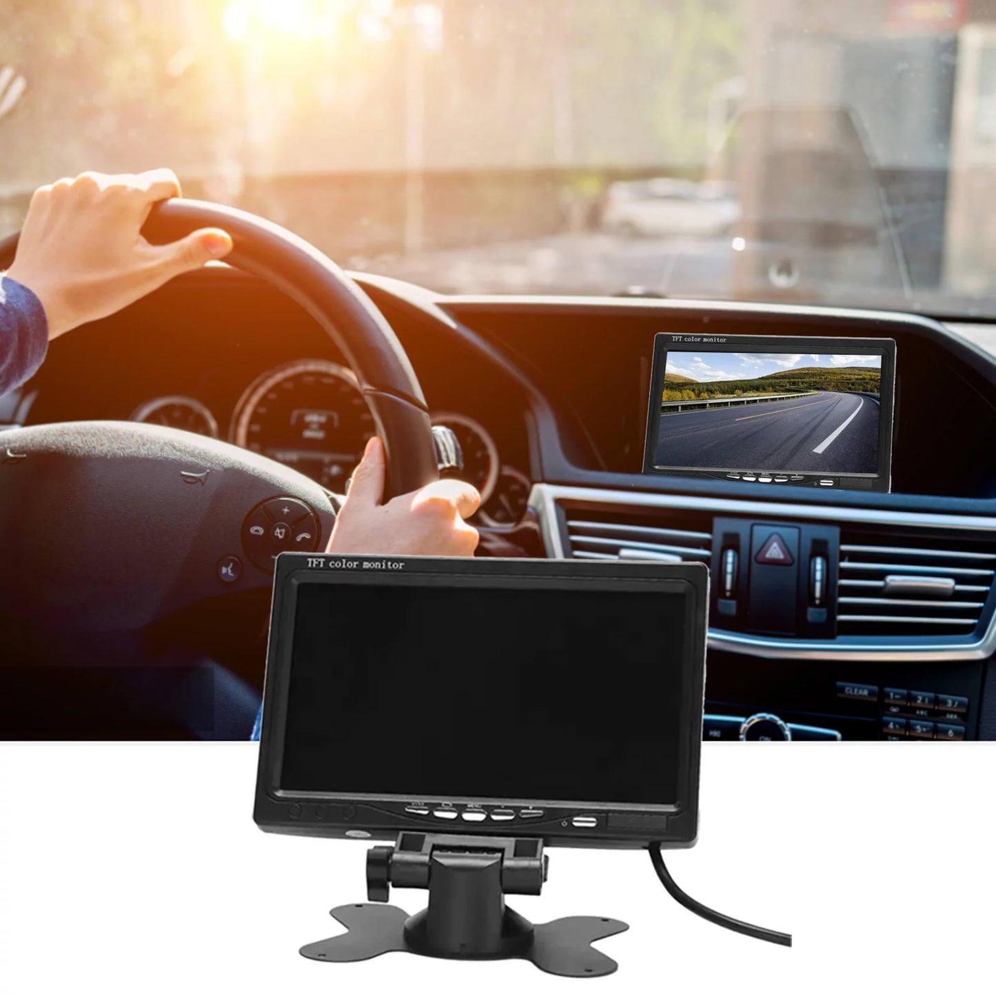 Aibecy 7 Inch HD Monitor Display Monitor TFT Car Monitor Monitor HD 1024x600 Display AV Input Built-in Speaker For Trucks Bus RV Trailer Reverse Rear View Backup Camera