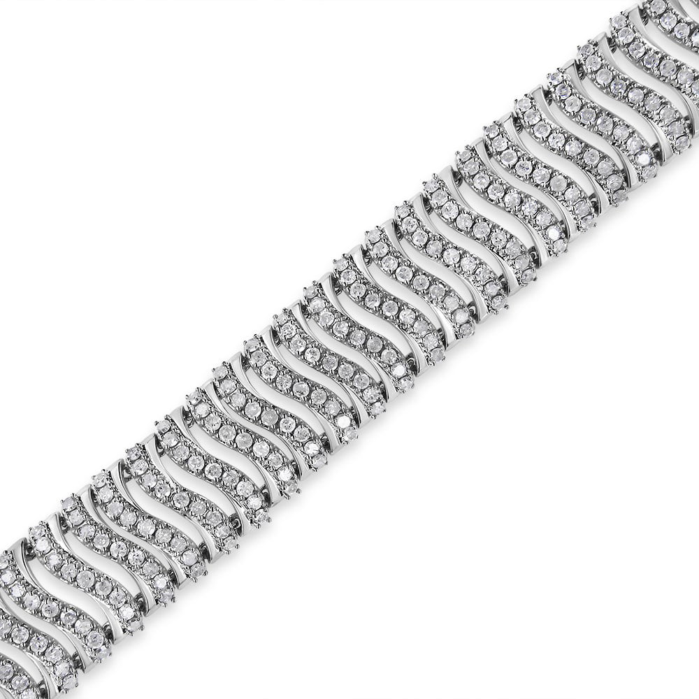 .925 Sterling Silver 5.00 Cttw Round-Cut Diamond "S" Link Bracelet (I-J Color, I3 Clarity) - Size 7.25