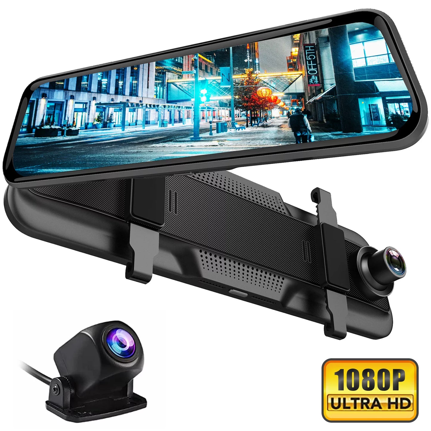 10" Touch Display Mirror Dash Camera, 1080P Dual Dash Cam Kit Front and Rear View, Backup Camera for Cars, Super Night Vision, Motion Detection,Reversing Assistance, Loop Recording