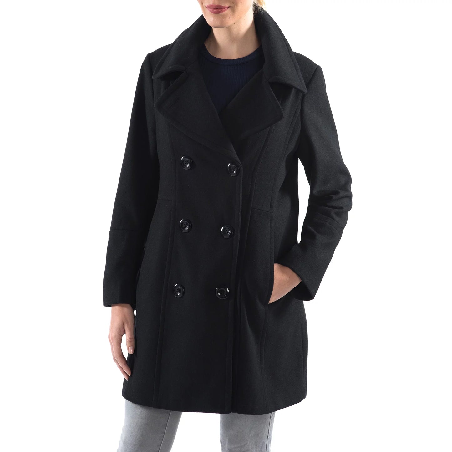 Alpine Swiss Norah Womens Wool Coat Double Breasted Peacoat Jacket Overcoat