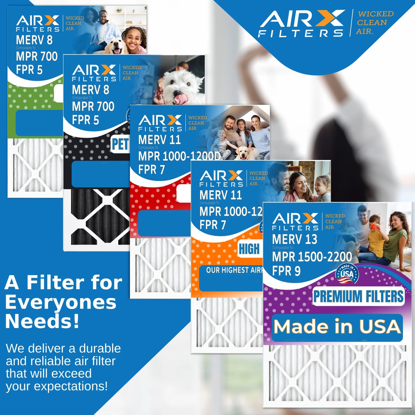 15x20x1 Air Filter MERV 8 Comparable to MPR 700 & FPR 5 Electrostatic Pleated Air Conditioner Filter 6 Pack HVAC AC Premium USA Made 15x20x1 Furnace Filters by AIRX FILTERS WICKED CLEAN AIR.