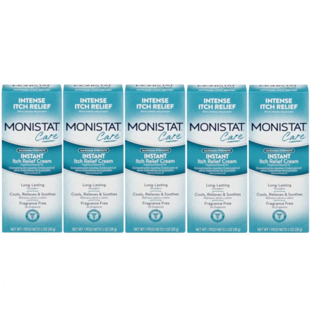 5 Pack Monistat Care Maximum Strength Instant Itch Relief Cream, 1 Ounce Each