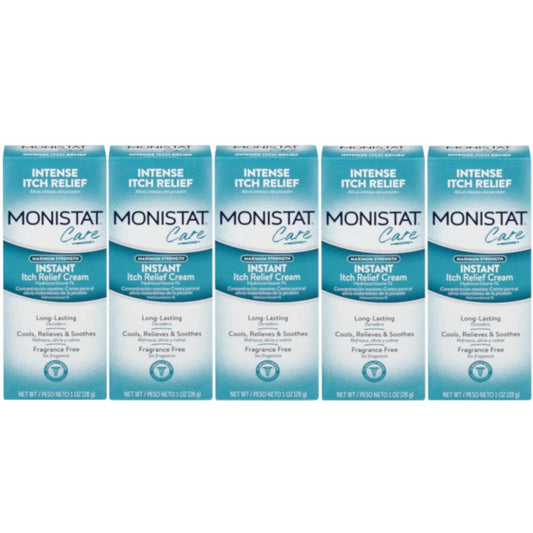 5 Pack Monistat Care Maximum Strength Instant Itch Relief Cream, 1 Ounce Each