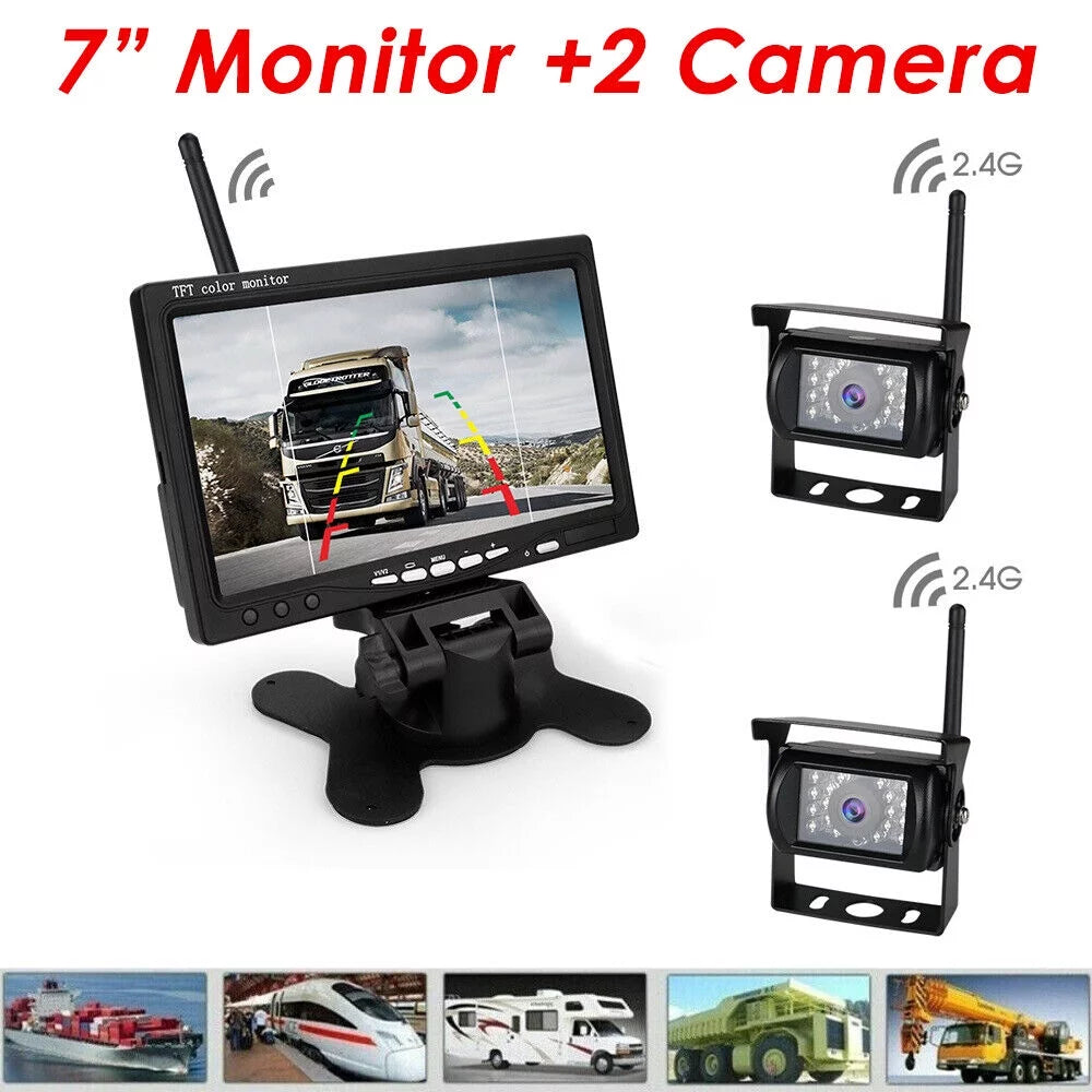 1Pack Liquid Backup Camera with 7" Monitor Kit: Night Vision, Wireless Vehicle Parking System for RV, Bus, Trailer, Truck