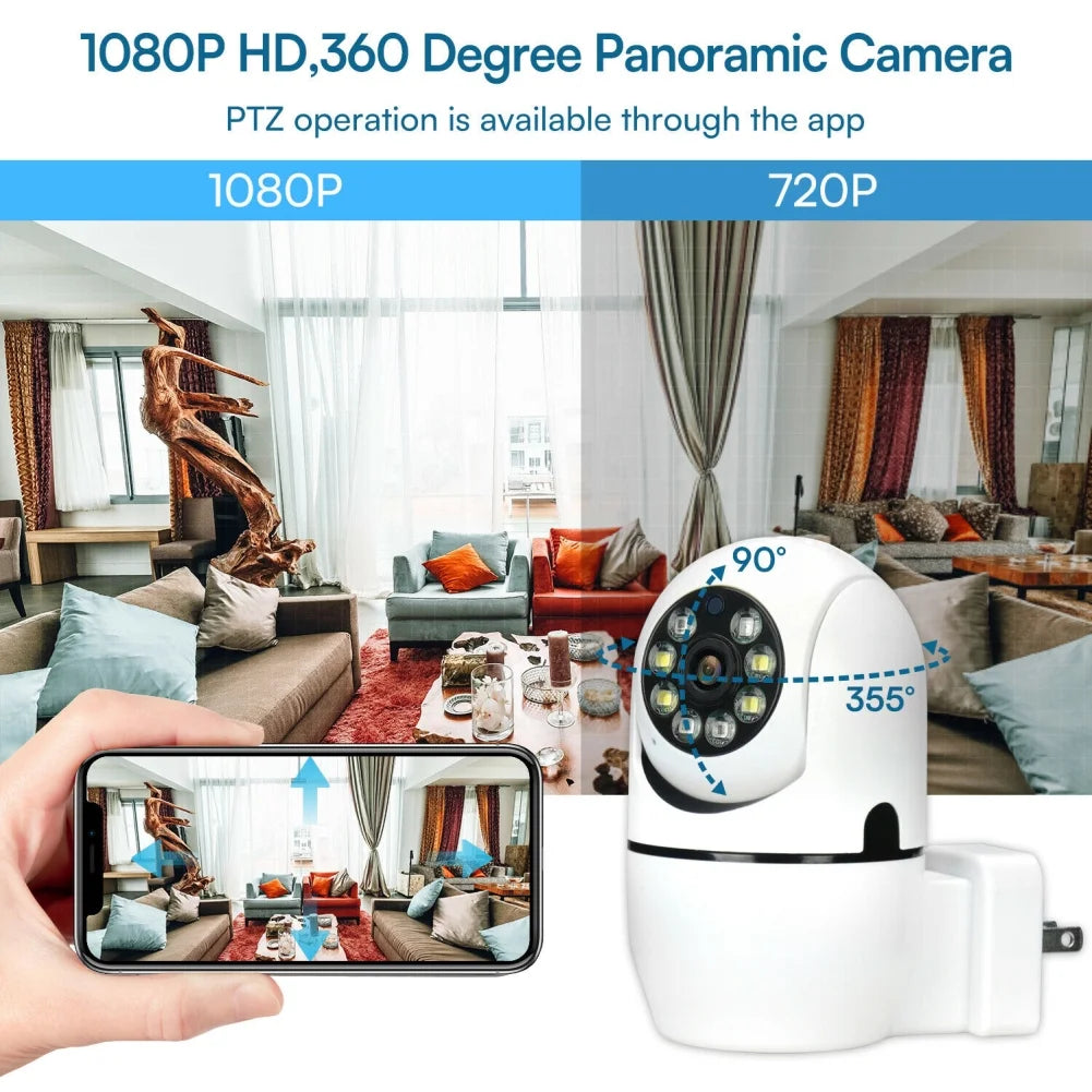 360° 1080P IP Plug Light Bulb Camera WiFi IR Night Smart Home Wireless Security