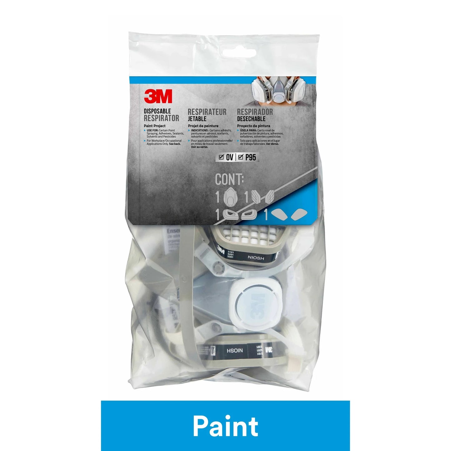 3M OV/P95 Disposable Paint Project Respirator, NIOSH-Approved, Medium, 1 Mask