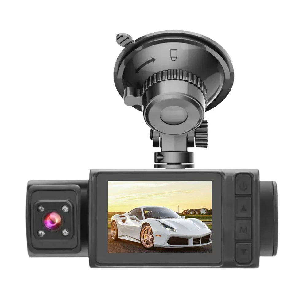 Anself 3 Cameras Dash Cam 2in Clear Car Rearview Mirror Car Video Recording Multi-Language Car Recorder Auto Safety Driving Recorder