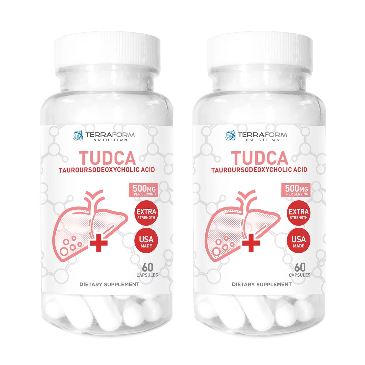 (2 Pack) TUDCA (Tauroursodeoxycholic Acid) - 500mg - 120 Capsules - Help Supports Liver Health