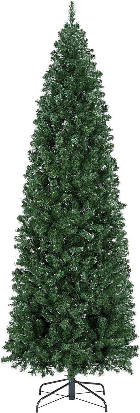 Artificial Christmas Tree Kingswood Fir Pencil Tree Includes Foldable Stand Holiday Decoration Slim Tree, 7.5Ft Green