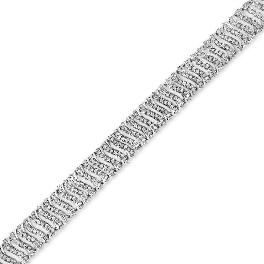 .925 Sterling Silver 5.00 Cttw Round-Cut Diamond "S" Link Bracelet (I-J Color, I3 Clarity) - Size 7.25