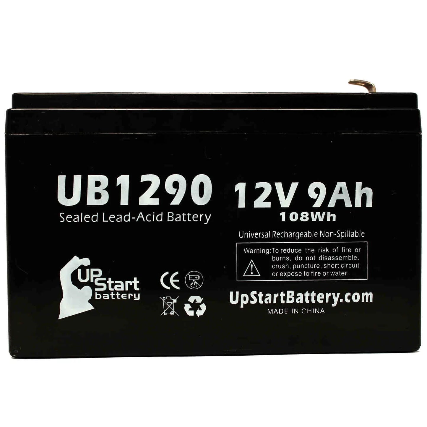 3x Pack - Compatible Amigo Mobility TravelMate Battery - Replacement UB1290 Universal Sealed Lead Acid Battery (12V, 9Ah, 9000mAh, F1 Terminal, AGM, SLA) - Includes 6 F1 to F2 Terminal Adapters