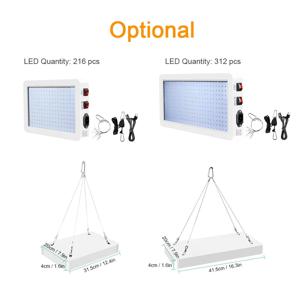 Aibecy Dual Switch LED Grow Light 2000W for Indoor Plants Full Spectrum IP65 Liquid Ideal for Seedlings Flowers Greenhouse