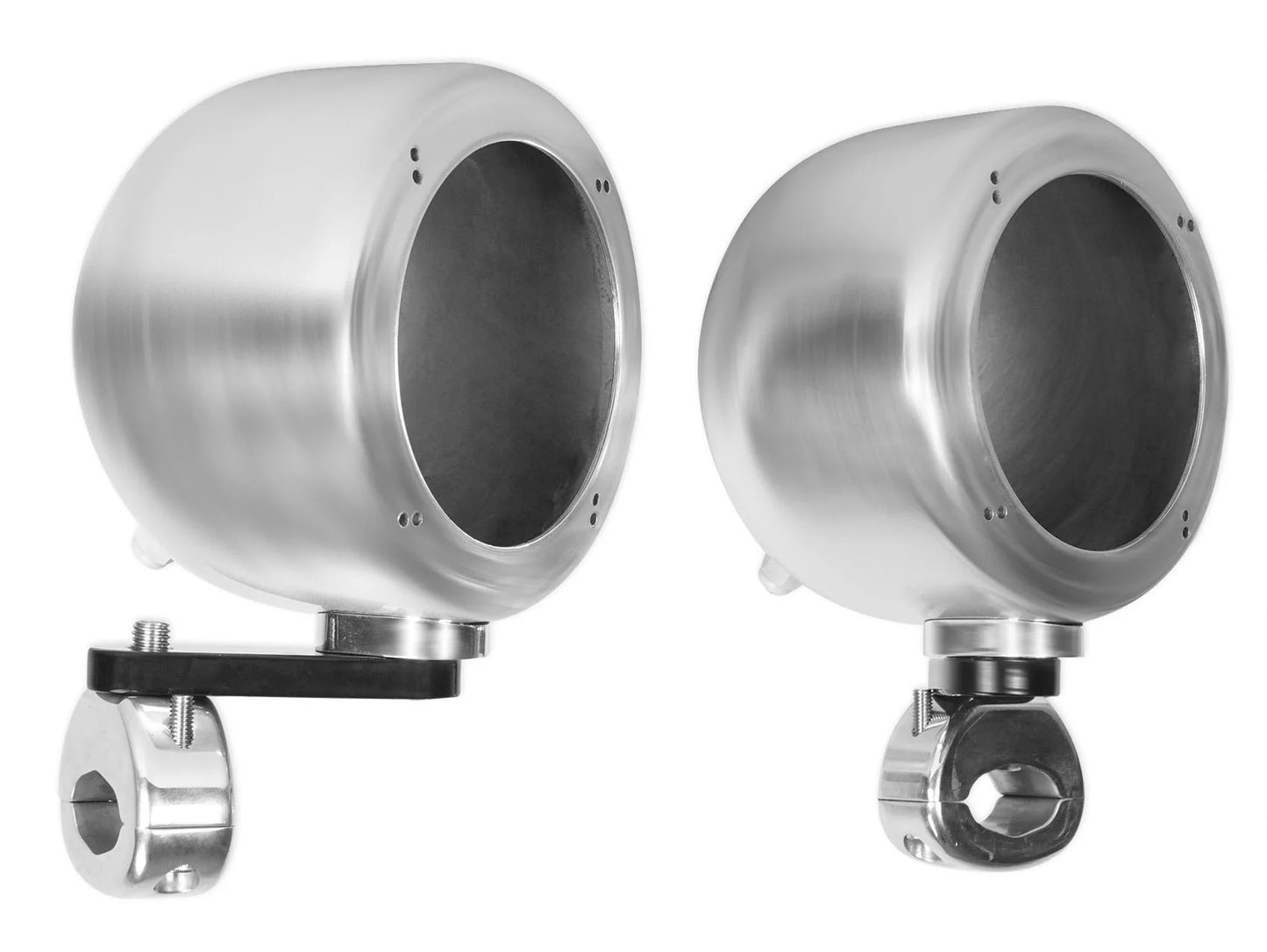 (2) Rockville MAC40B 4" Chrome Swivel Aluminum Motorcycle Handlebar Speaker Pods