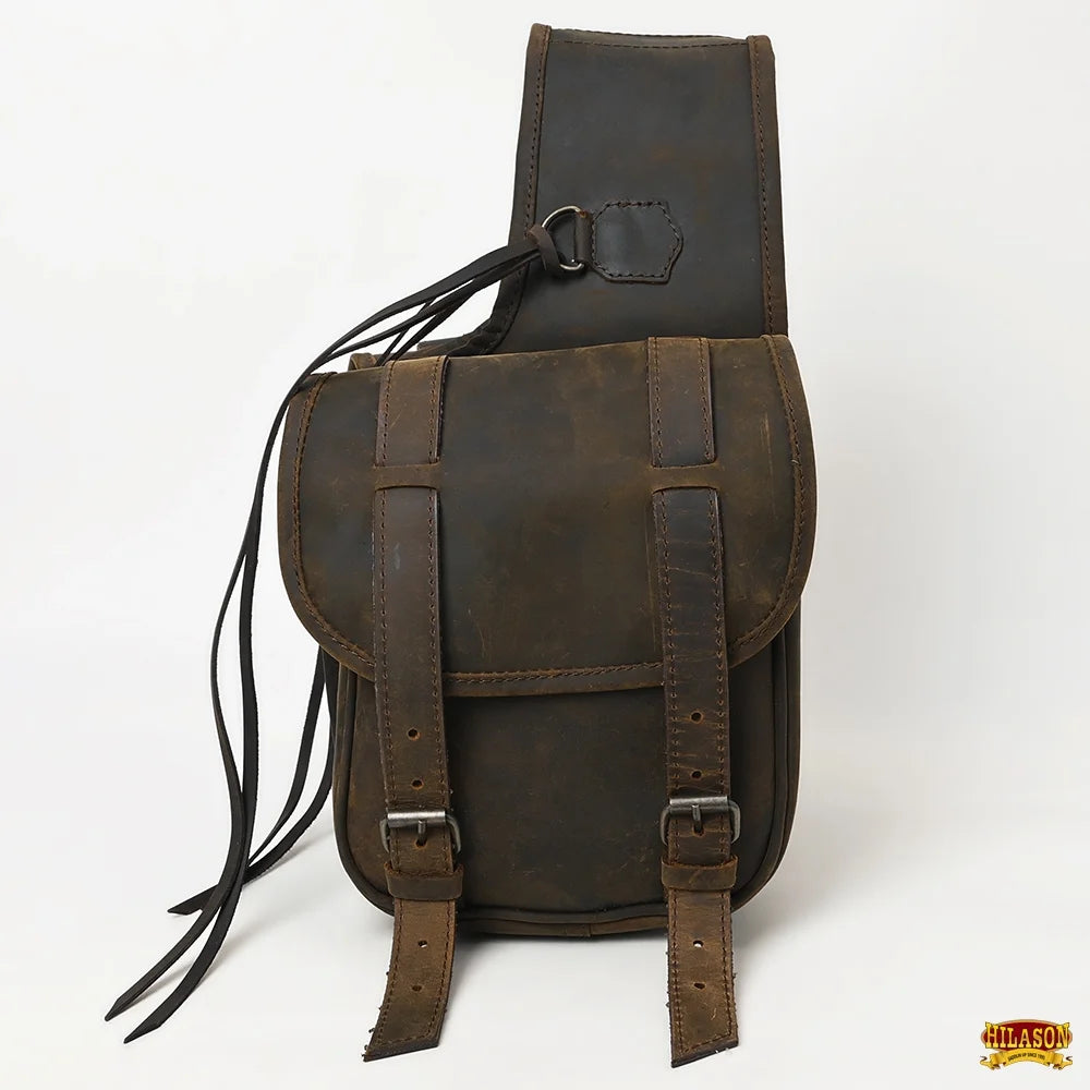 19HS Hilason Soft Leather Horse Saddle Bag Dark Brown