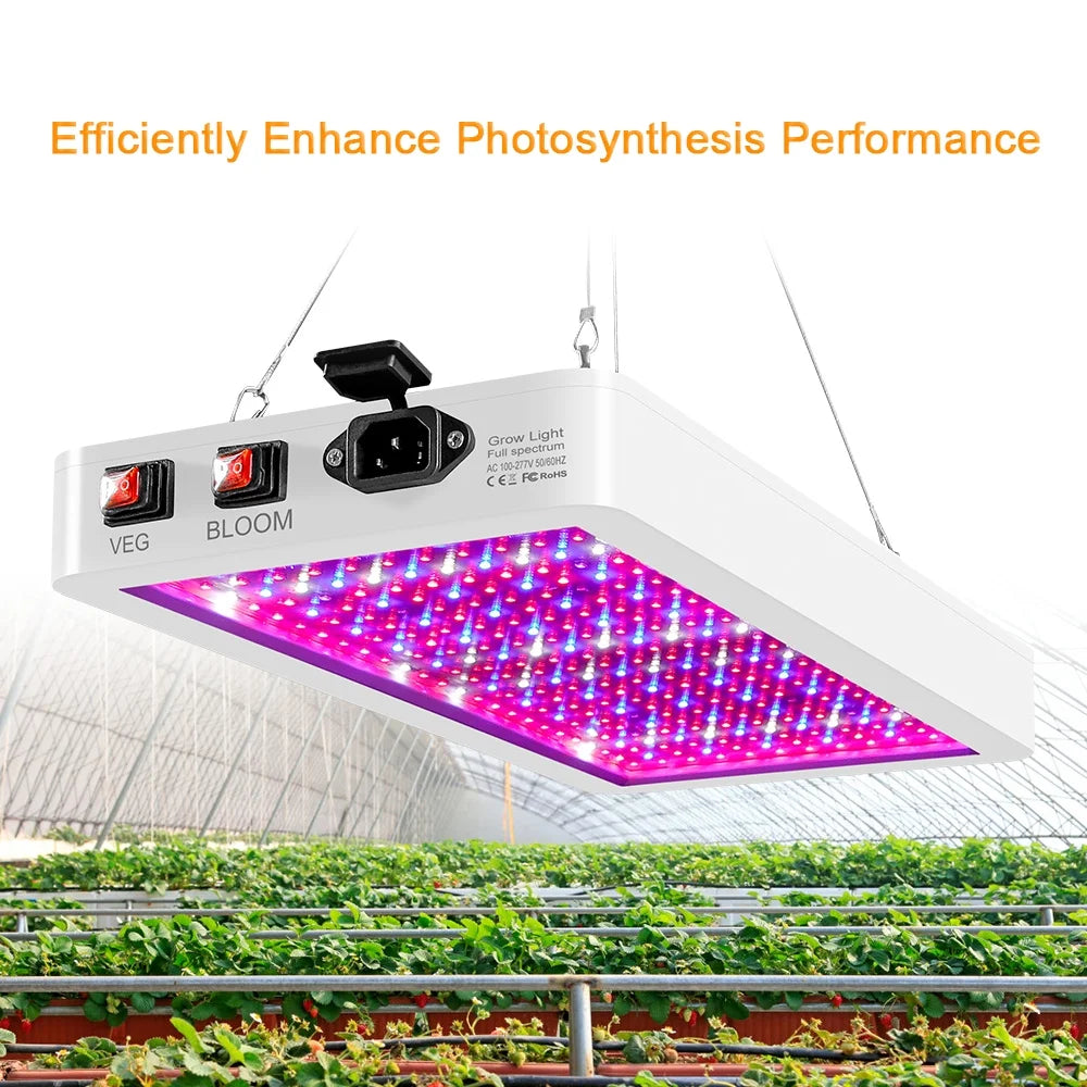 Aibecy Dual Switch LED Grow Light 2000W for Indoor Plants Full Spectrum IP65 Liquid Ideal for Seedlings Flowers Greenhouse