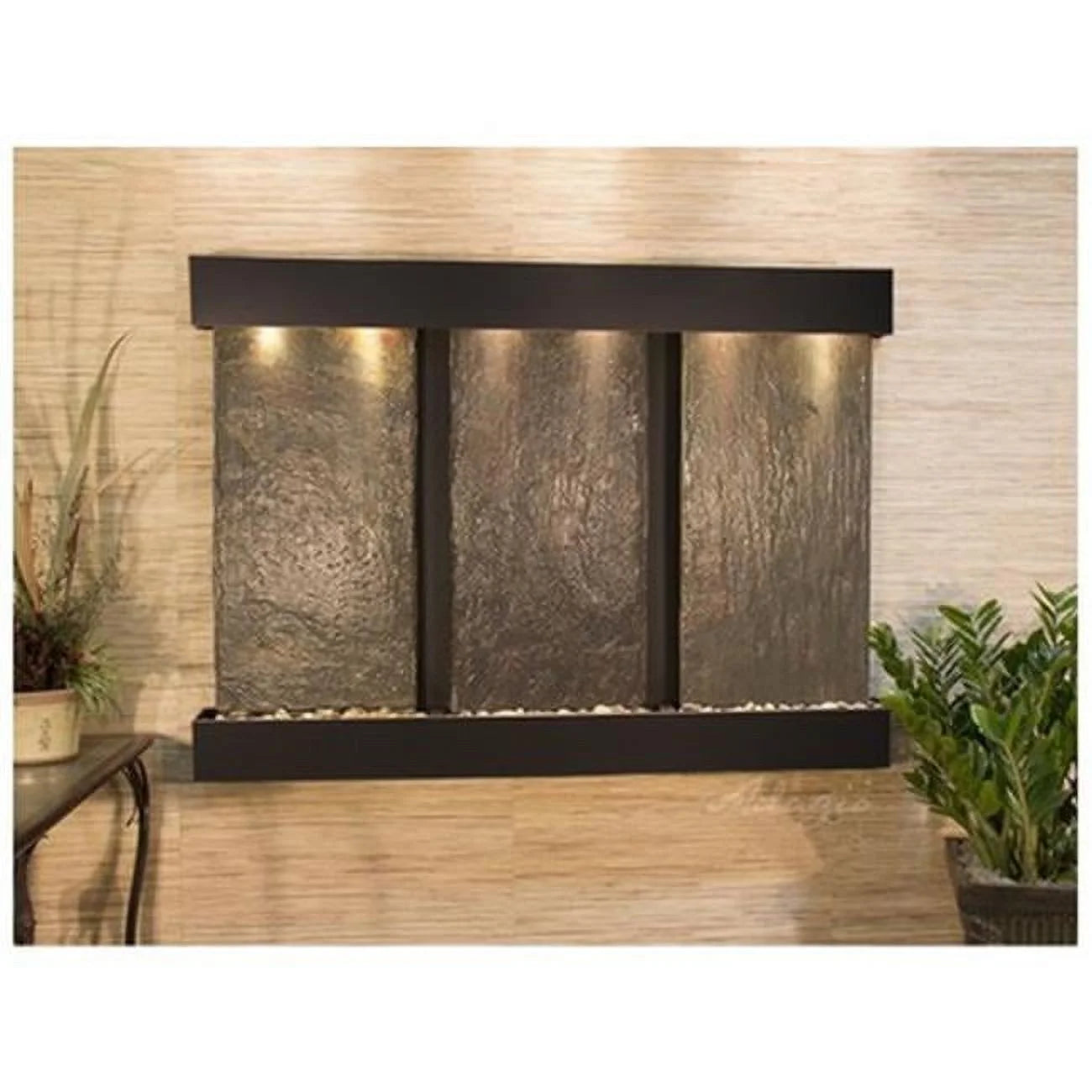 Adagio OFS1504 Olympus Falls-Square-Blackened Alloy Natural Slate Wall Fountain