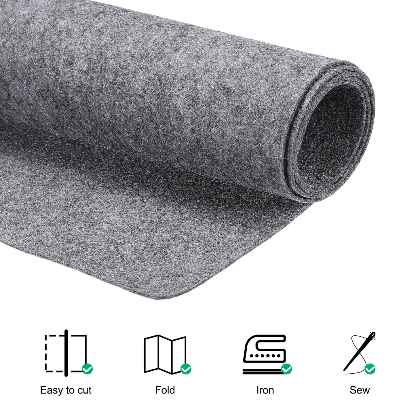 Acrylic Soft Felt Fabric Sheets Fiber Sheet Grey 70x39 Inch 2mm Thick