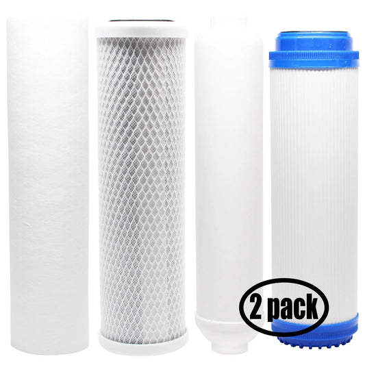 2-Pack Replacement for Filter Kit for Aquasafe Aquarium II PRO RO System - Includes Carbon Block Filter, PP Sediment Filter, GAC Filter & Inline Filter Cartridge - Denali Pure Brand