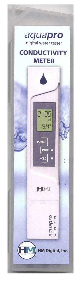 AP-2 AquaPro Fluid Quality Electrical Conductivity Tester, 0-9999 µS Range, 1 µS Resolution, +/- 2% Readout Accuracy, Measures electrical conductivity (EC).., By HM Digital