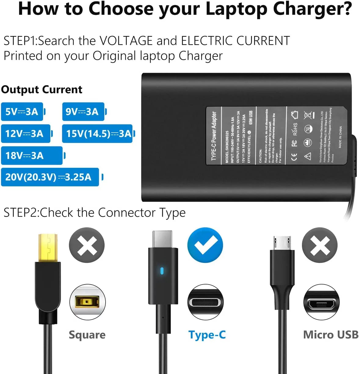 65W USB C Type C Adapter Portable computer Charger for Latitude 5520 5420 5290 5285 5179 5480 5400 5310 5320 7420 7410 7370