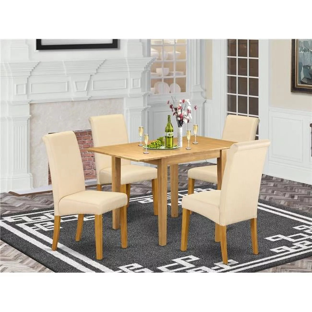 5 Piece Norden Dinette Set - Light Baige & Oak