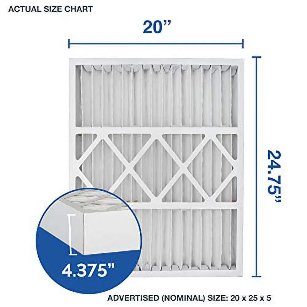 Aerostar Home Max 20x25x5 MERV 13 Honeywell Replacement Pleated Air Filter, Made in the USA, Captures Virus Particles, (Actual Size: 20"x24 3/4"x4 3/8"), 2-Pack, White