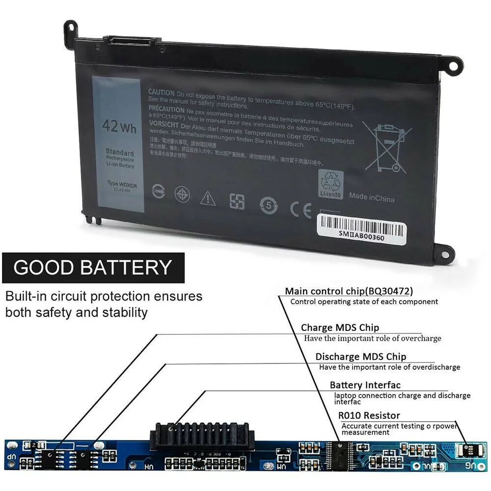 42WH WDX0R Battery for Inspiron 5565 7573 Series P66F P75F P69G CYMGM