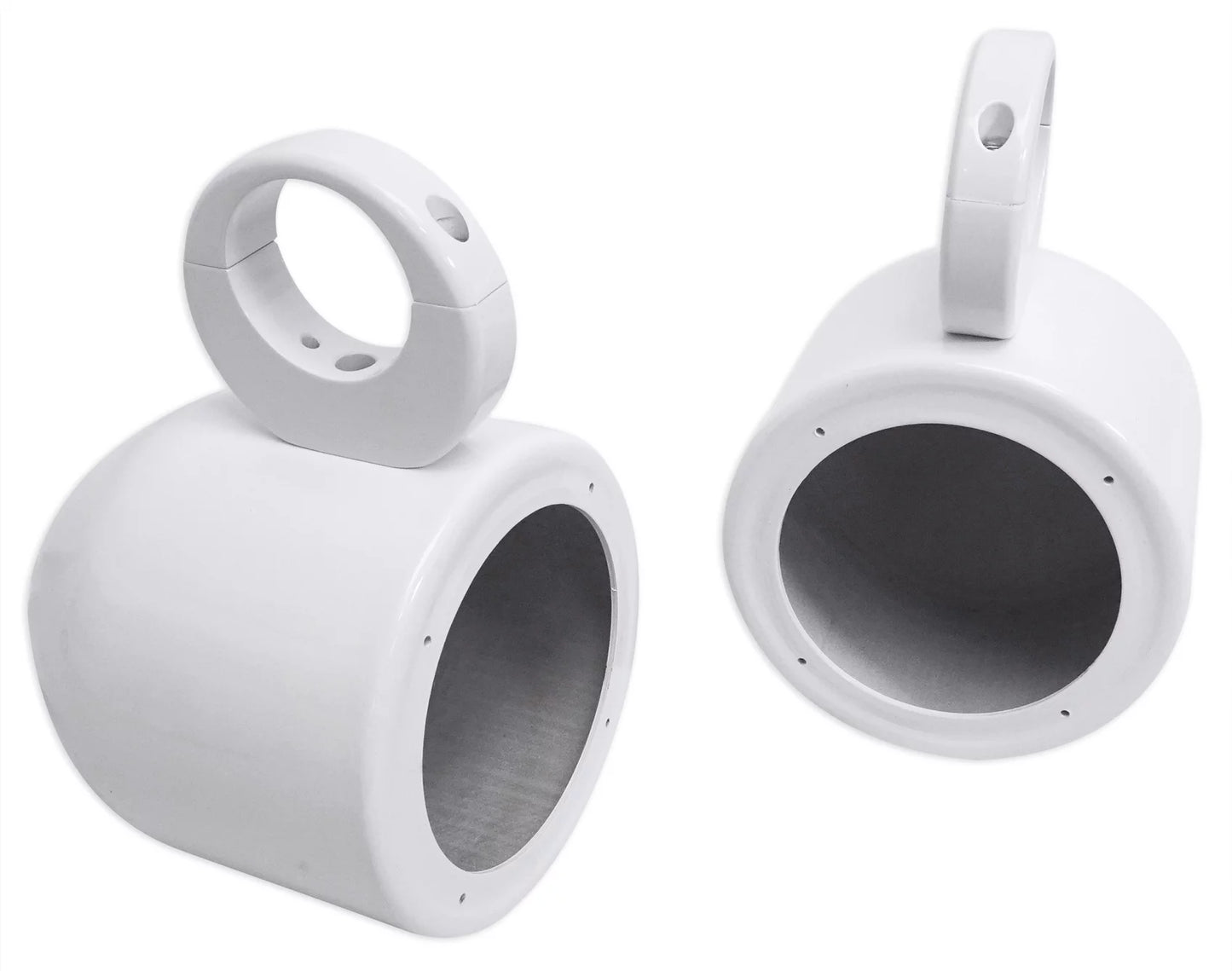 2) Rockville MAC525W 5.25" 360° Swivel White Aluminum Surface Mount Speaker Pods