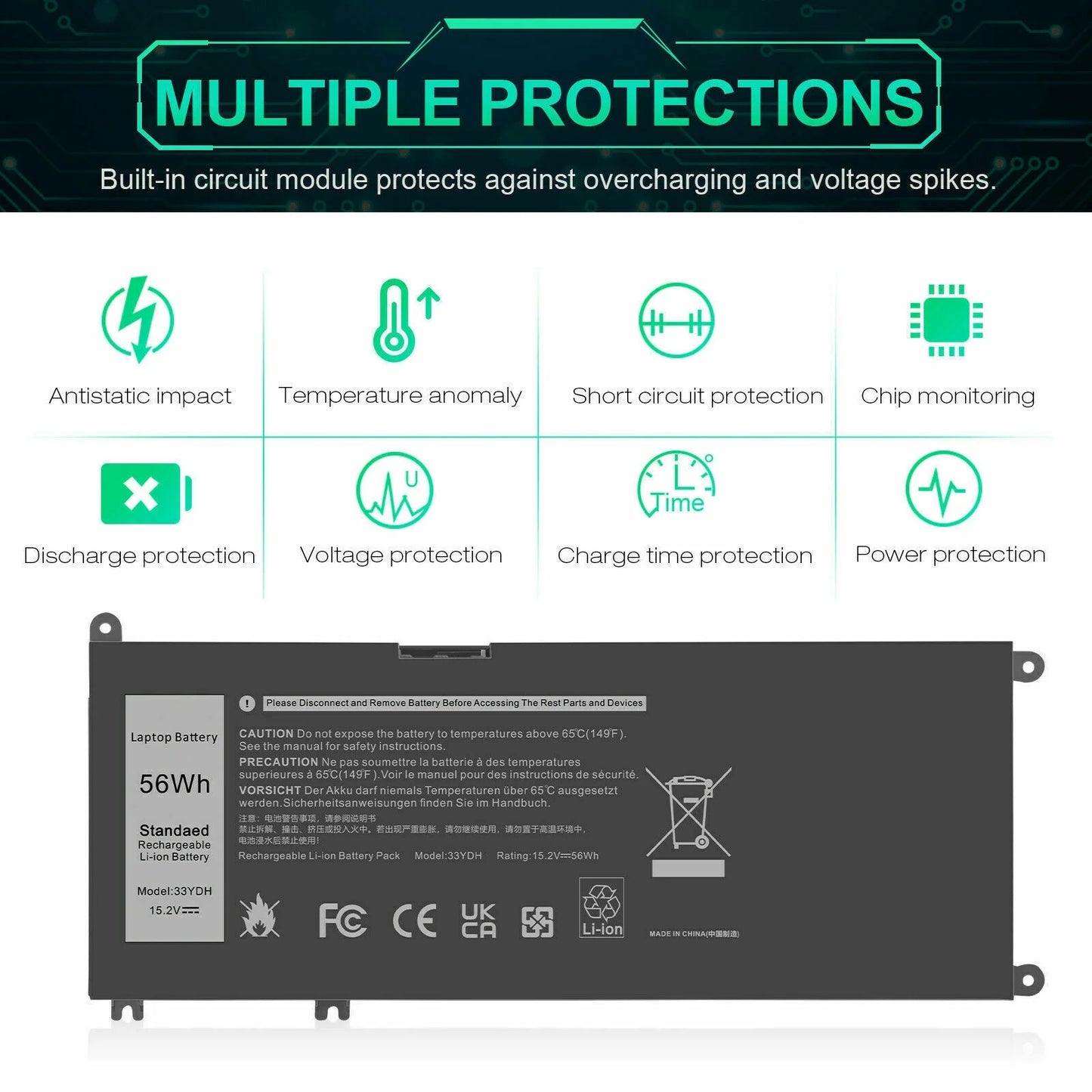 33YDH PVHT1 Mobile pc Battery for (G3 G5 G7) 15 3579 5587 7588/17 3779